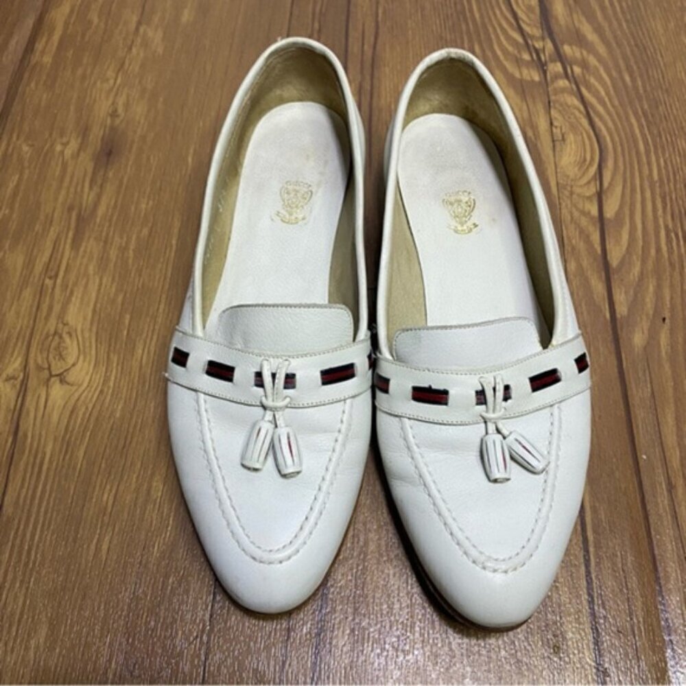 Gucci White Loafer Flat Women Size 37.5
